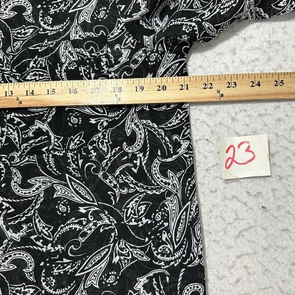 GAP Women's Large Lightweight Sheer Button Up Sheer Blouse Black + White Paisley - Picture 7 of 12